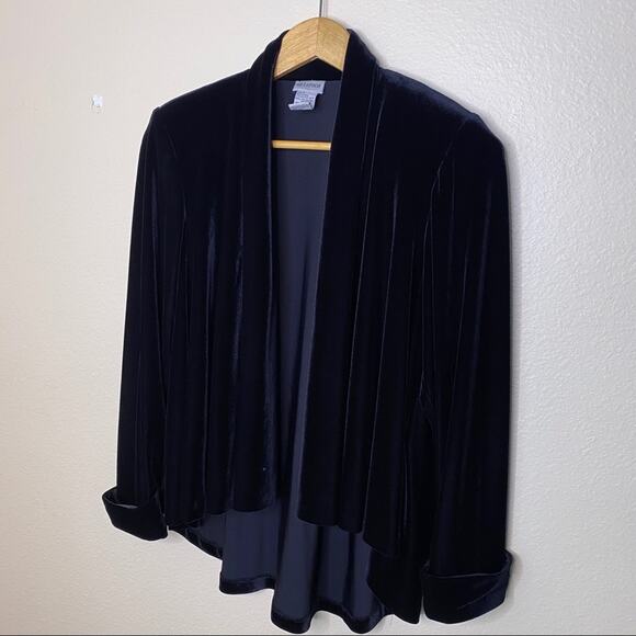 Metaphor Black Velvet Drape Open Cardigan Sz Small - Picture 3 of 12